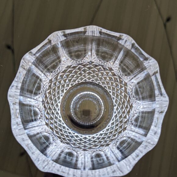 Cut Lead Crystal Sugar Creamer Tray Set Germany Hobnail Exquisite Detail MCM - Picture 8 of 16